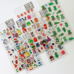 日本夏日河童面具水晶贴纸可爱卡通手账diy相册装饰拼贴素材贴画