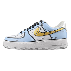 Nike耐克Air Force1空军球鞋定制冰雪奇缘蓝金二次元描边男女板鞋