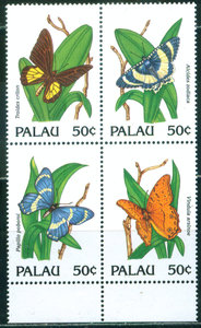 帕劳1990年,蝴蝶,新4方连全
