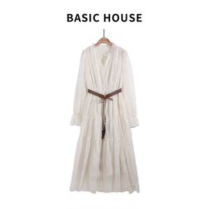 Basic House/百家好【不机洗】优雅系带收腰女连衣裙B0504B5G432
