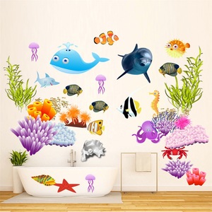 儿童房间卡通海洋小鱼装饰幼儿园墙壁贴纸海底世界主题乐园墙贴画