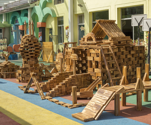 幼儿园户外大型建构碳化超大块防腐砖块实木搭建室外炭烧积木玩具