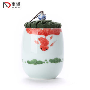 手绘迷你小号罐茶旅行便携青柑密封罐绿茶通用陶瓷随身茶叶罐包装