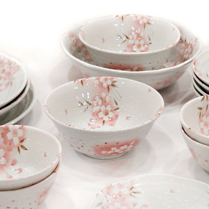 日本进口陶瓷间取樱餐具美浓烧日式和风樱花饭碗菜盘釉下彩有古窑
