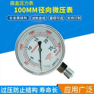 优质供应100MM径向膜盒微压表调压箱膜盒压力表燃气压力表