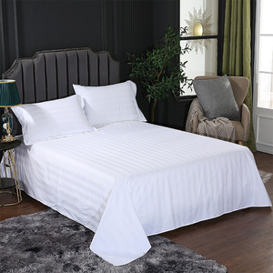罗曼德宾馆酒店布白色草床上用品全棉40支加密加厚缎条床单单品
