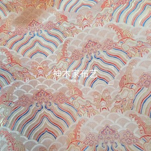 【两件包邮】150宽幅海浪纹织锦缎提花布料新中式明制汉服面料