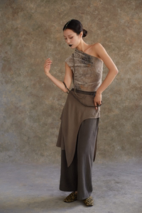 白丁艺术家裤子小众民族异域层次感叠穿手工编织玛瑙珠铜氨丝裙裤