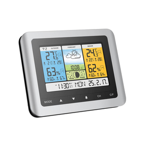 易美特彩屏背光气象站家用无线电子温度计湿度室内外天气挂表闹钟