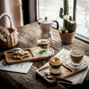 EZ北欧ins拍摄道具餐厅家用相思木早餐面包点心托盘茶盘餐垫杯垫
