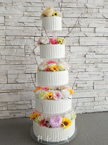 轩和多层鲜花蛋糕模型新款5/6/8层花卉婚礼架子展示仿真蛋糕样品