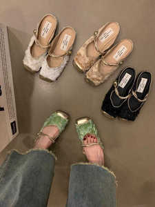 新中式复古包头半拖鞋女外穿春夏国风配汉服仙女软底玛丽珍单鞋子