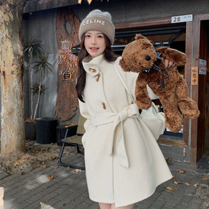 双面羊绒毛呢大衣女2023冬季新款韩版宽松气质小个子中款羊毛外套
