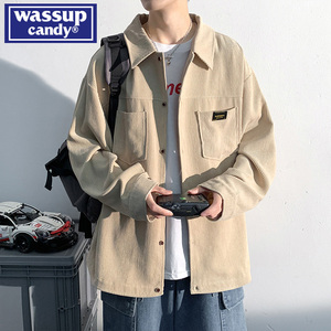 WASSUP CANDY灯芯绒长袖衬衫男春夏季新款日系港风外套休闲上衣服