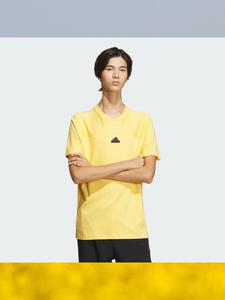 阿迪达斯 Adidas 男士运动T恤欧美代购 IT3939 24新款姜黄色短袖
