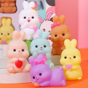迷你卡通搪胶小兔子玩偶动物捏捏叫发声软胶戏水玩具宝宝洗澡玩具