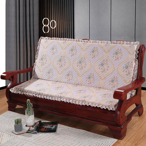 加厚海绵实木沙发垫带靠背三座连体中式春秋红木椅子坐垫靠垫一体