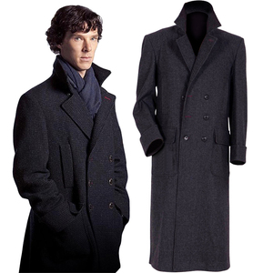 神探夏洛克同款侦探福尔摩斯羊毛外套英伦范男士长款风衣呢大衣