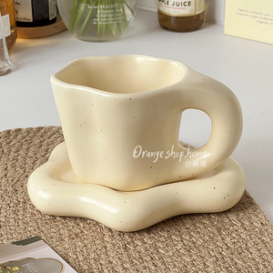 韩式小众陶瓷云朵杯盘套装带把咖啡马克杯家用水杯下午茶牛奶杯子