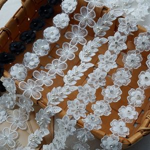 lace出口精美网纱涤纶刺绣珠珠蕾丝花朵 DIY材料饰品项链婚纱辅料