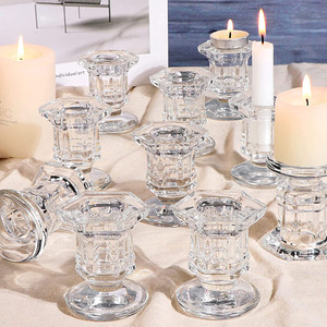 玻璃烛台欧式浪漫烛光晚餐蜡烛杯生日情人节餐厅派对烛台长杆蜡烛