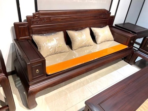 酸枝中美洲丰圆沙发1123九件套客厅新中式沙发配小方凳实用经典款