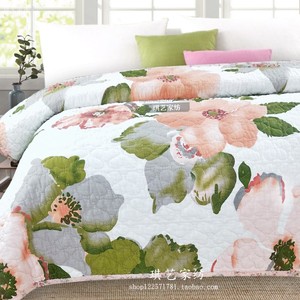 美式田园花卉纯棉床盖单件绗缝被空调被床单被单加厚绗缝四季通用