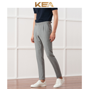 KEA意式那不勒斯男士西裤商务休闲巴黎扣千鸟格修身正装西装裤