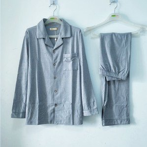 新一系新1系男士薄棉睡衣透气弹力舒适短袖长裤开衫家居套XH52197