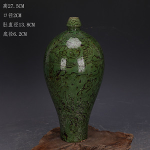 唐代绿地手工绞胎瓷梅瓶花瓶做旧出土老货仿古瓷古玩古董复古收藏