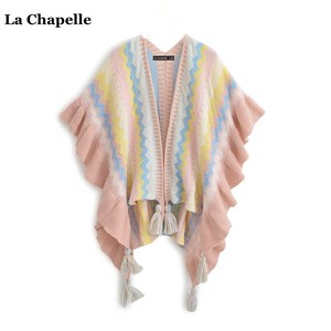 拉夏贝尔/La Chapelle2024新款旅游民族风流苏披肩女外搭斗篷外套