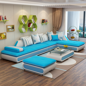 客厅整装可拆洗L型转角乳胶布艺沙发皮布组合家具2.6/2.8/3.3/3.6