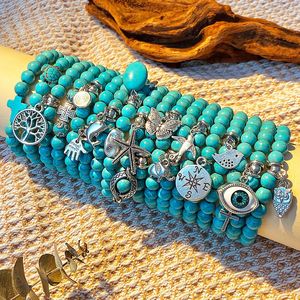 Turquoise bracelet绿松石手链波西米亚风装饰手串恶魔眼海豚手镯