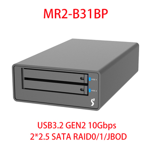 支持Trim Stardom MR2-B31BP USB3.2 Gen2 10Gbps Type-C 2.5"SATA RAID磁盘阵列SSD固态硬盘盒windows/Mac