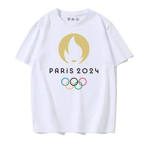 2024巴黎奥运会T恤会徽吉祥物纯棉衣服国家队运动衫男女通款儿童