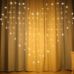 LED心形窗帘灯蝴蝶爱心装饰卧室婚庆节日彩灯圣诞冰条灯
