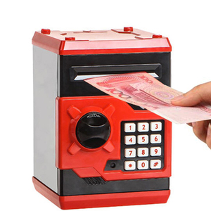 儿童密码箱储蓄罐~玩具保险柜箱存钱罐存取款机自动吸纸迷你ATM机
