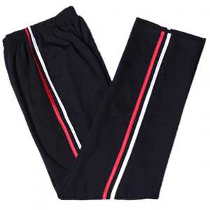 夏季薄款深蓝色红白两道杠男女学生校服运动长裤可以批量加工定做