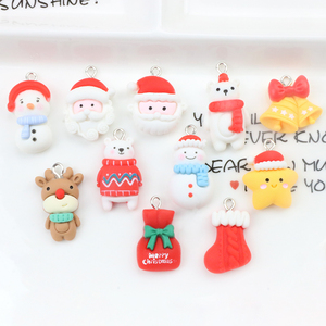 DIY饰品配件 树脂新款圣诞节系列圣诞老人礼物袋铃铛雪人白熊袜子