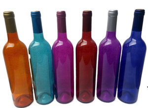 彩色红酒瓶玻璃红色蓝色紫色绿色橙色葡萄酒瓶酒吧装饰餐厅灯饰