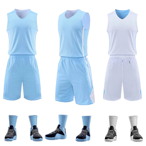 双面穿篮球服套装男天蓝色两双面穿球衣运动背心训练比赛队服定制