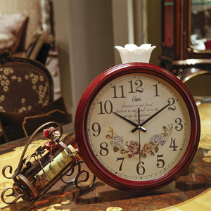 康巴丝智能电波钟木制大壁钟客厅中式钟表简约时钟实木挂钟WIFI钟