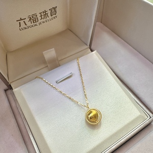 六福珠宝地球仪猫眼黄金项链正品代购Goldstyle系列一体链