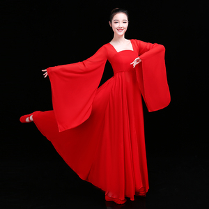 汉唐古典舞蹈古装汉服 女广袖流仙裙演出仙女服装中国舞凉凉表演