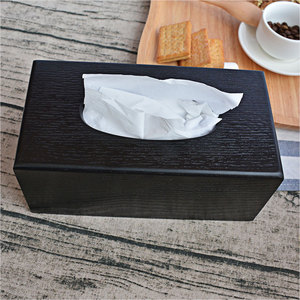 家用黑色纸巾盒抽纸盒木盒子长方形餐厅餐巾盒客厅桌面纸抽盒商用