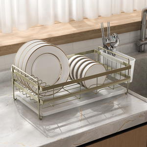 碗架沥水架单层碗碟架台面晾放碗盘筷子滤水篮家用窄款厨房置物架