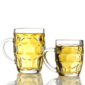 雅特蓝透明圆形超大号玻璃啤酒杯耐热菠萝杯带把扎啤杯广告可定制