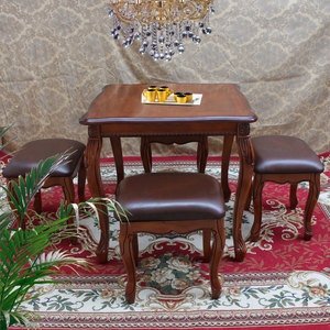 欧式洽谈咖啡桌80CM桌子小户型一桌四椅餐桌椅组合2人小方桌家用