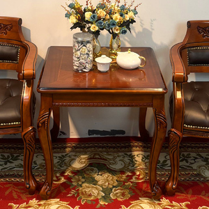欧式实木方几60cm正方形茶几仿古沙发转角边桌复古美式咖啡桌角几