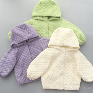 女童冬季棉服2023新款儿童洋气轻薄棉衣女孩宝宝冬装连帽夹棉外套